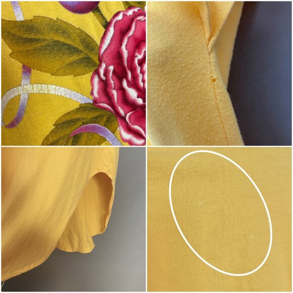 Oversized‎ T-Shirt Swimsuit Cover-Up Sleepshirt Butterflies Flowers Sz 1X Yellow - Picture 9 of 15